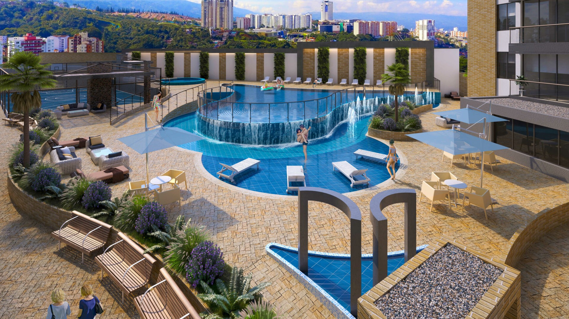 piscina colores vivos
